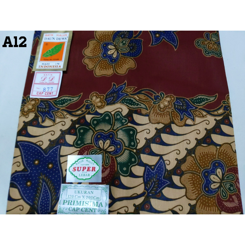 Kain Batik Siap Jahit Daun Dewa Original Indonesia Batik Jawa Super Lebar Serap Air High