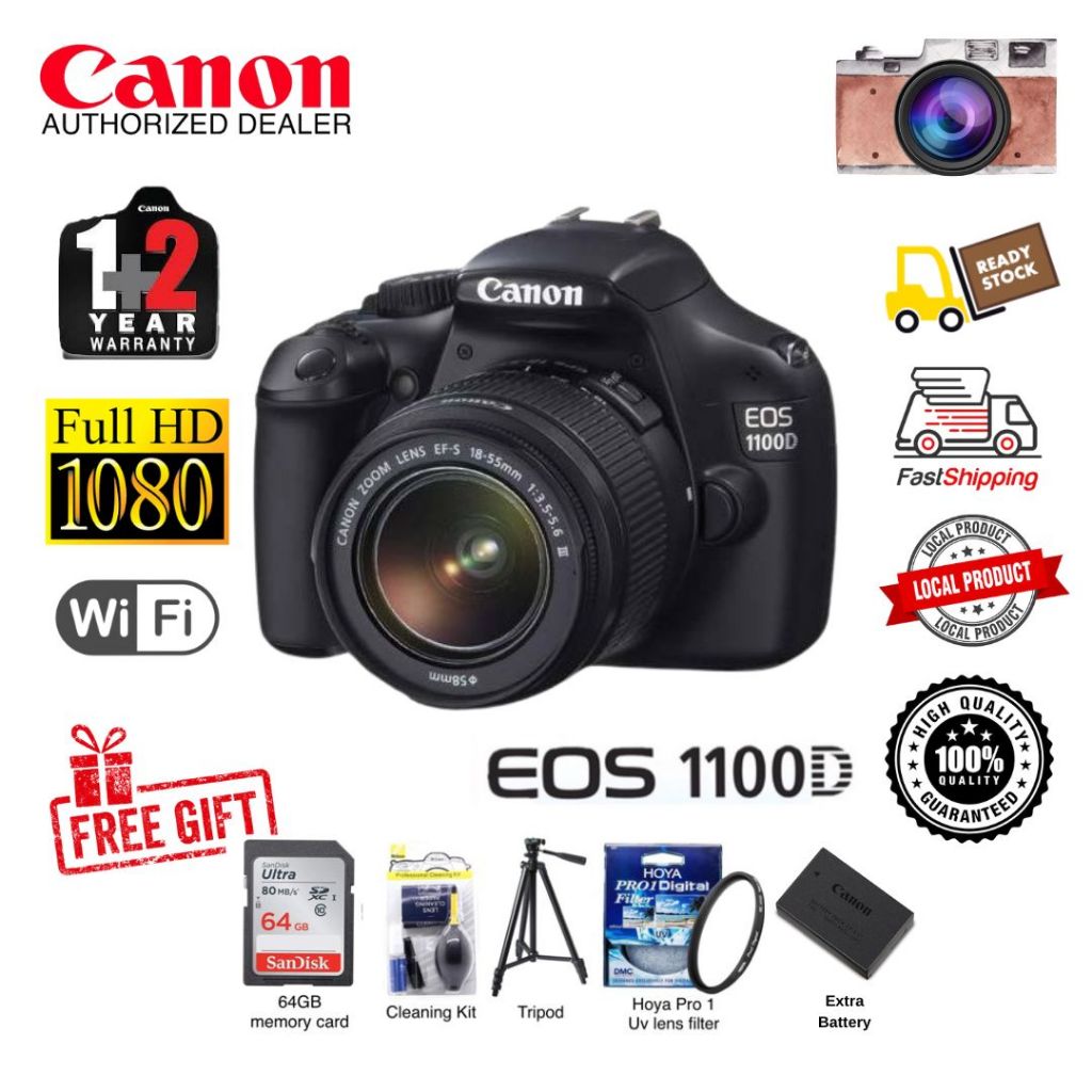 Canon EOS 1100D Digital SLR Camera With 18-55 mm f/3.5-5.6 DC III Lens ...