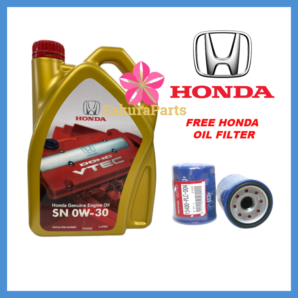 Honda 0w30 Fully Synthetic Engine Oil 4L + Free Honda Oil Filter ...