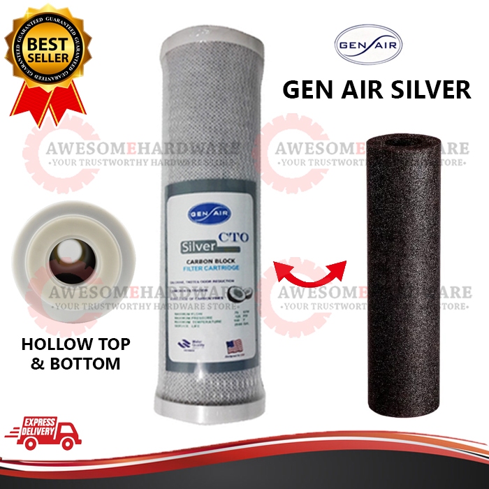 (1 MICRON) GEN AIR SILVER 10" CTO CARBON BLOCK WATER FILTER CARTRIDGE