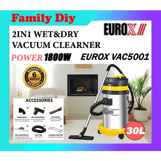 Eurox Europower Vac5001 30l 1800w Wetanddry Vacuum Cleaner Shopee Malaysia