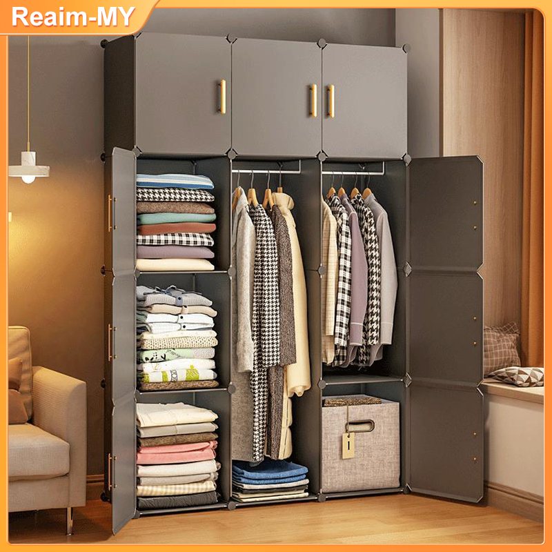 Wardrobe Almari Baju Rak Baju Clothes Organization Storage Rack Cabinet ...
