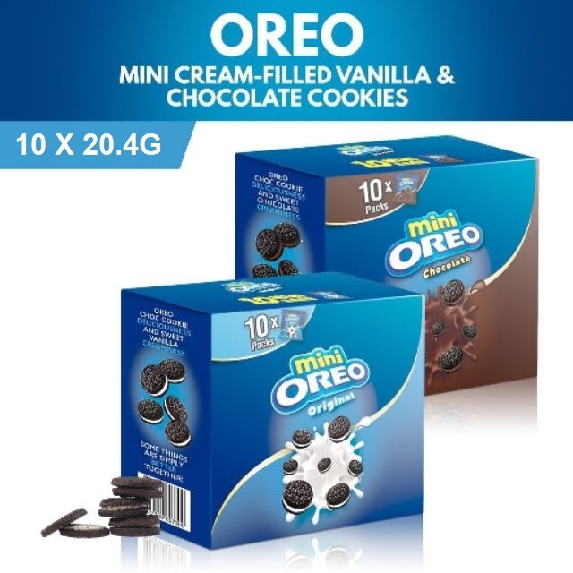 BISCUIT OREO 10MINI HANDY PACKS BOX (CHOCOLATE / VANILLA) CREAM ...