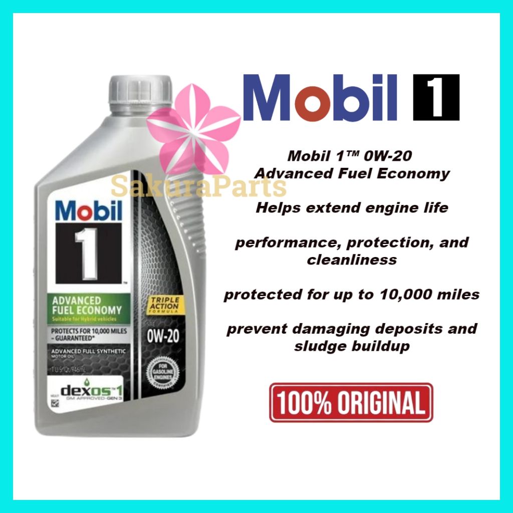 Mobil 1 0W20 Advanced Fuel Economy Fully Synthetic Engine Oil 1L ...