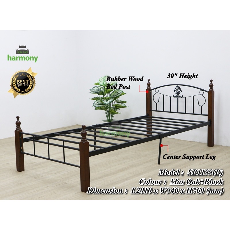 Harmony White Sturdy Bed Base Metal Single Bed Frame / Super Base Metal
