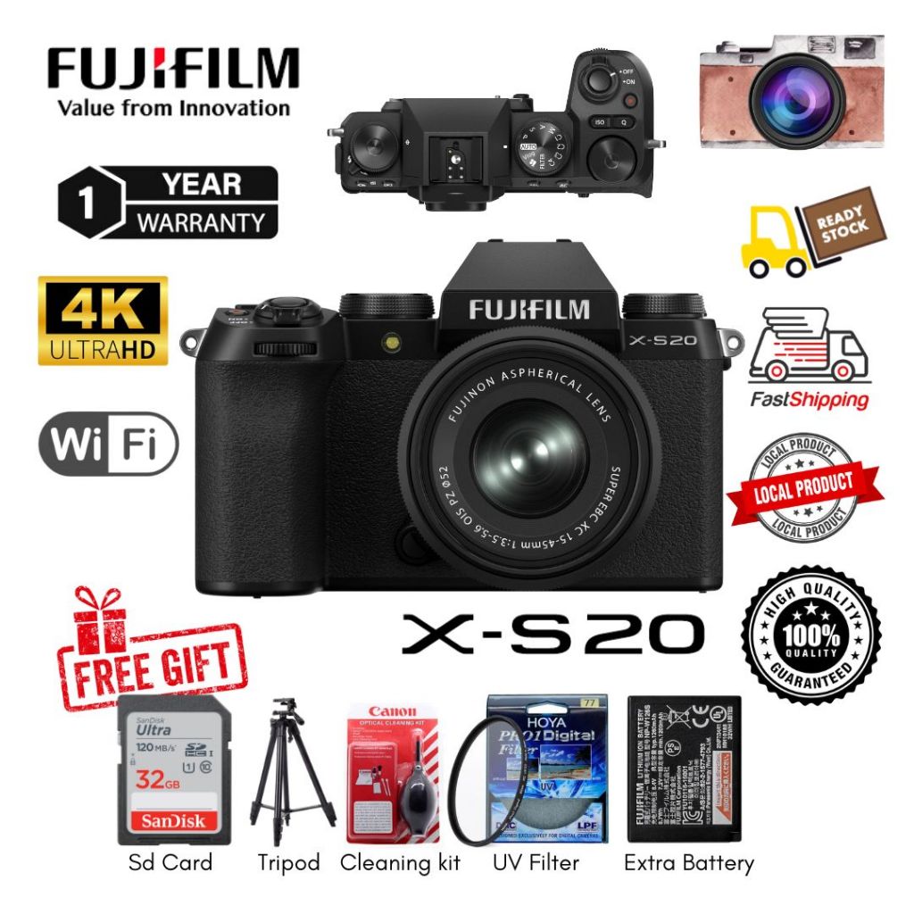 Fujifilm XS20 XS20 Mirrorless Camera With XC1545mmF3.55.6 OIS PZ / XF1855mmF2.84 R LM OIS