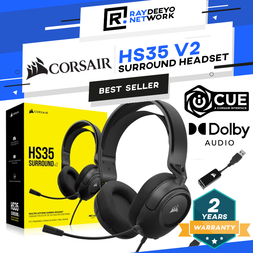Corsair HS35 SURROUND v2 Multiplatform Gaming Headset [Dolby 7.1 ...