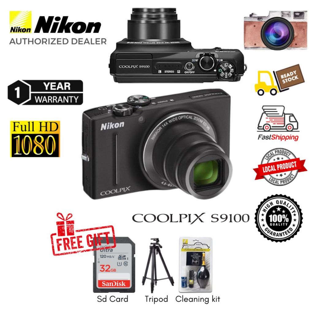 Nikon COOLPIX S9100 12.1 MP CMOS Digital Camera with 18x NIKKOR ED Wide