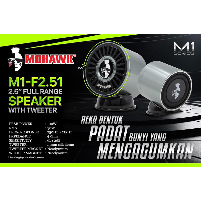 MOHAWK LATEST MODEL 2.5” FULL RANGE SPEAKER WITH TWEETER 24M1-F2.51 100 ...