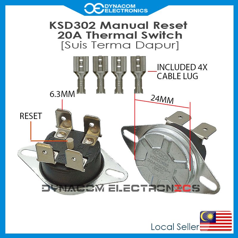 Water Heater Thermal Fuse Thermal Switch with Clips [Fius Pemanas Air ...