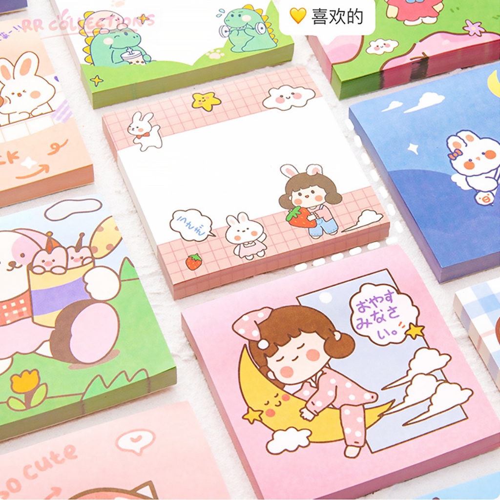 Cute Sticky Notes 80 Sheets Notepad Memo Pad Bunny Cartoon Stationery ...