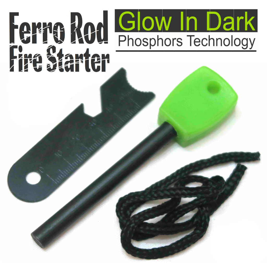 IPS™ Survival Fire Steel Lighter Starter Ferro Rod GID Glow In Dark