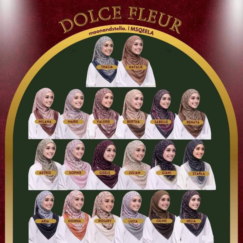 ⚡DOLCE FLEUR By Moon And Stella Tudung Bawal Bidang 45 Material Cotton ...