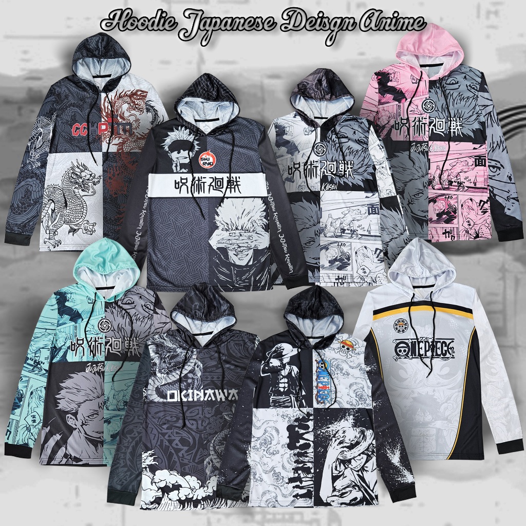 Hoodie Japanese Design Anime Microfiber Long Sleeve Adjustable Strap M 4XL Baju Motor Jogging Working Shopee Malaysia