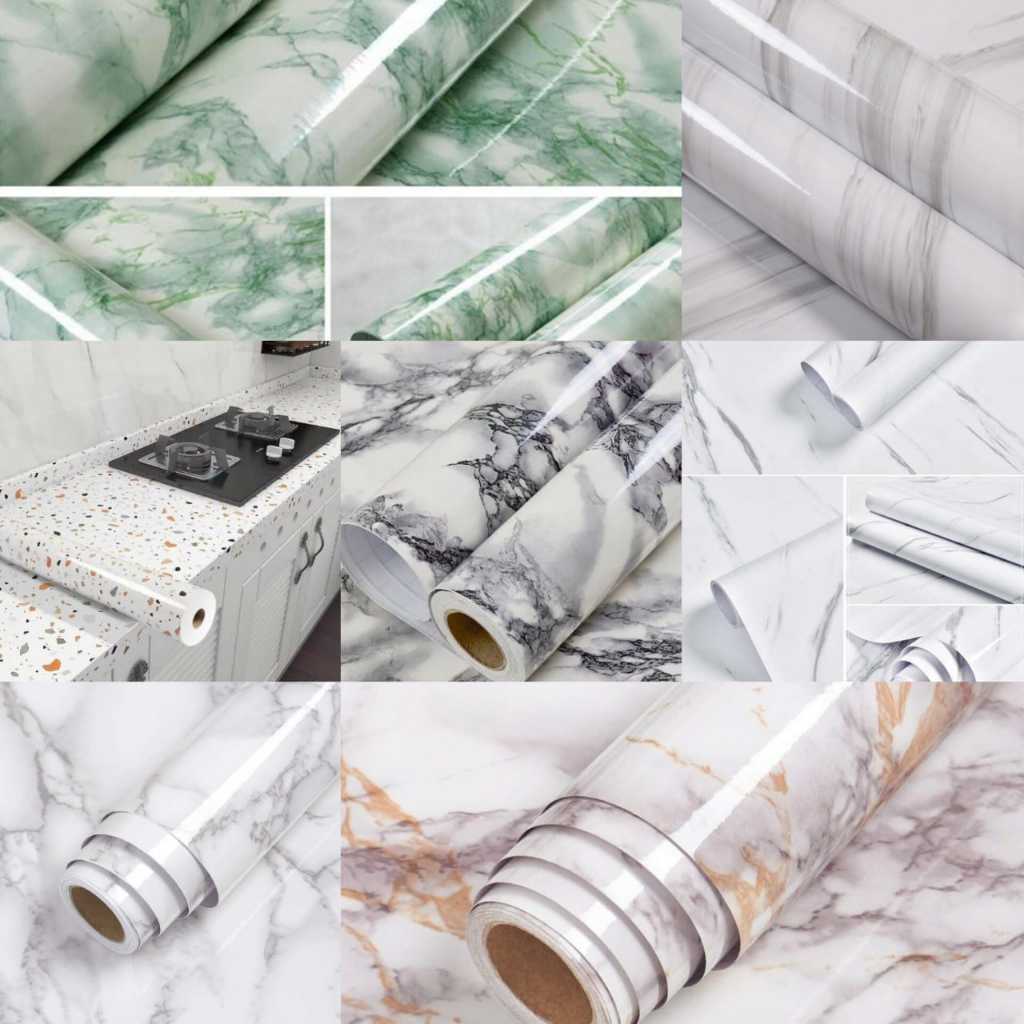 White Marble Contact Paper Glossy Marble Peel and Stick Wallpaper