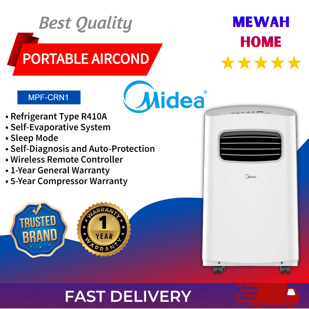 Mewah Home_MIDEA_MPF-09CRN1/MPF-12CRN1_1Hp/1.5Hp_ R410A Portable Aircon ...