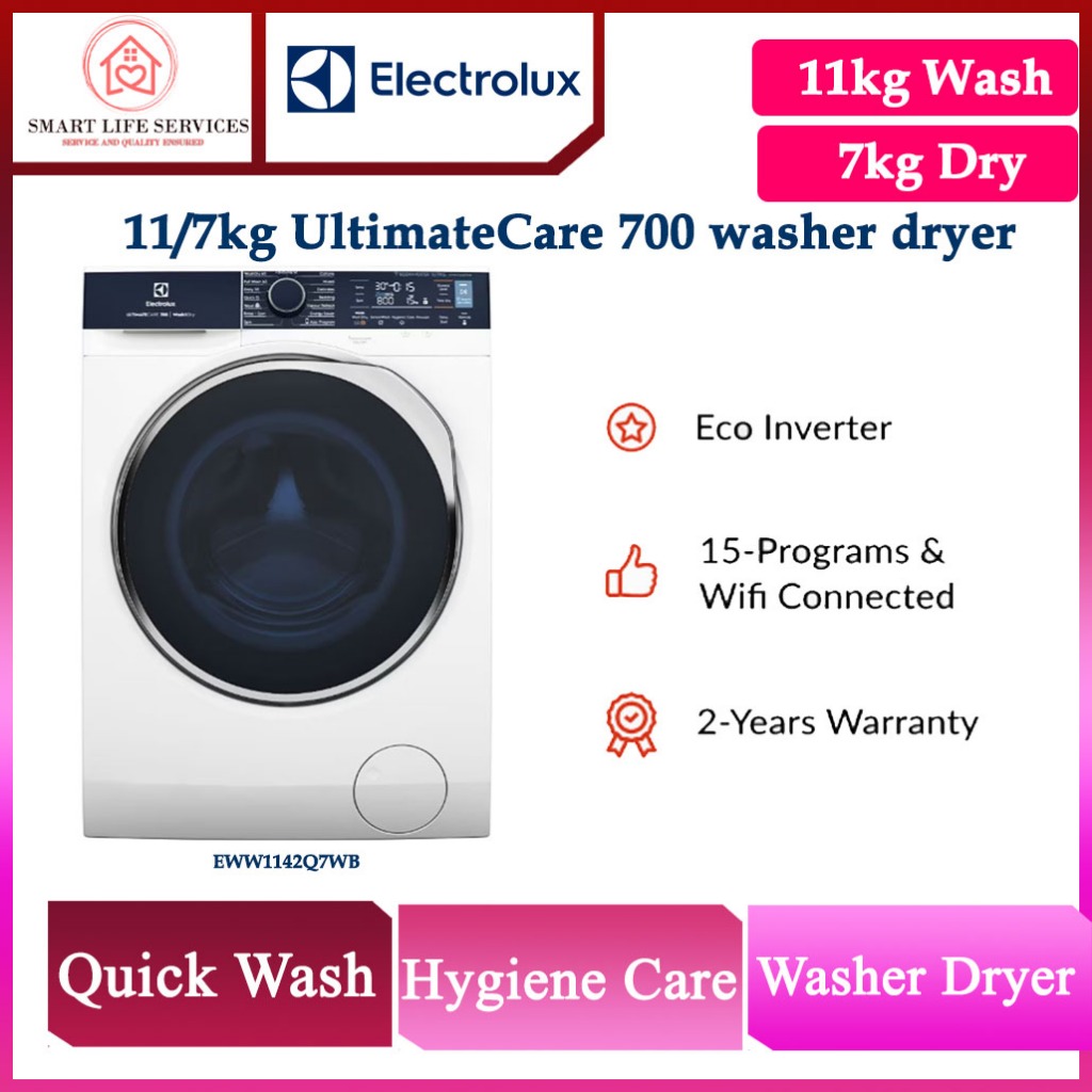 Electrolux 11kg (Wash)/7kg (Dry) UltimateCare 700 Front Load Washer ...