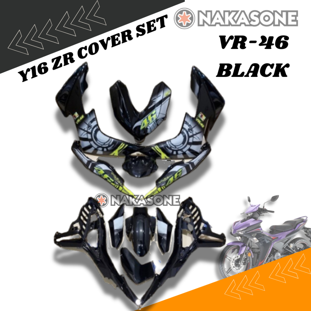 Yamaha Y16 Y16zr Yamaha Y16zr Cover Set Body Set Design Vr 46 [ Black] Ready Stock Shopee