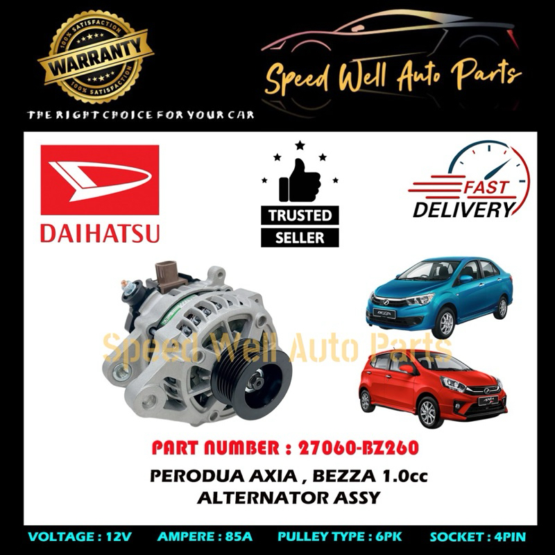 PERODUA AXIA, BEZZA 1.0cc ALTERNATOR ASSEMBLY (27060-BZ260) | Shopee ...