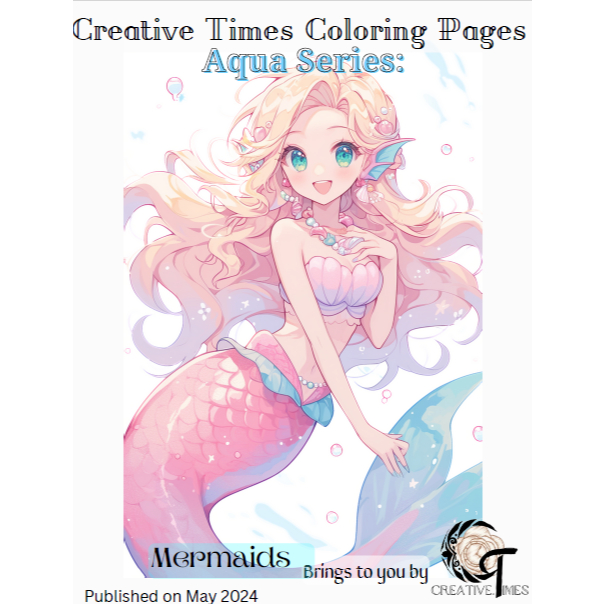 Coloring Book | Aqua Series: Mermaids 20 pages no repeat original ...