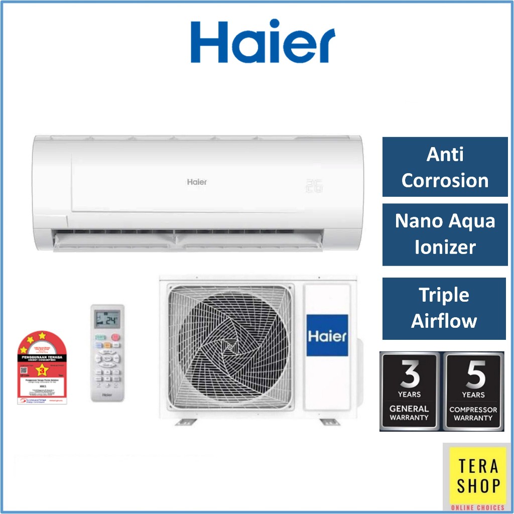 Haier HSU-10LPB23 1HP / HSU-13LPB21 1.5HP R32 Non Inverter Nano Aqua ...