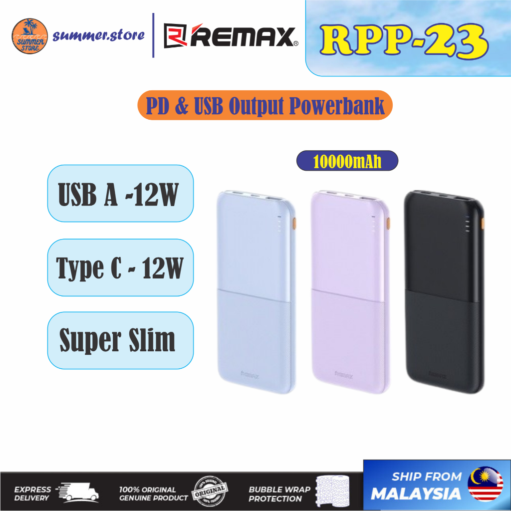 Remax Slim Powerbank Rpp-23 10000mAh / Rpp-26 20000mAh USB A & type C ...