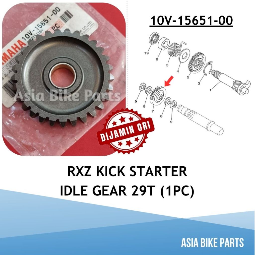 Yamaha Original RXZ Kick Starter Idle Gear 29T - 10V-15651-00 | Shopee ...