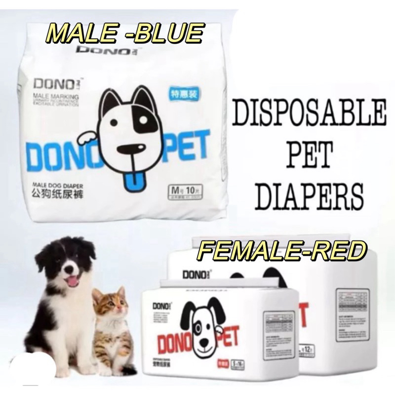 DONO Pet Diapers Disposable Cat Diapers and Dog Diapers for Male and