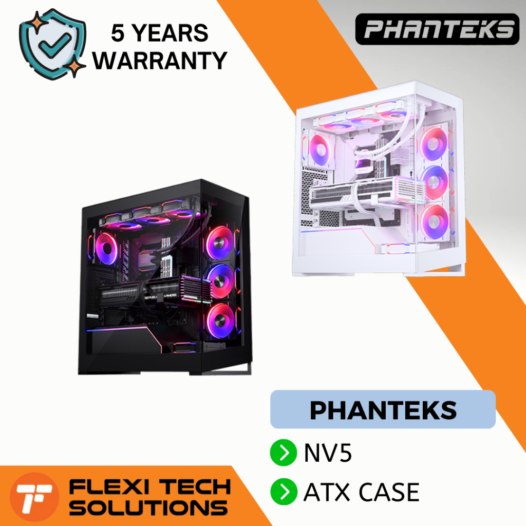 Flexi Tech Phanteks NV5 ATX Case - Satin Black/ Matte White | Shopee ...