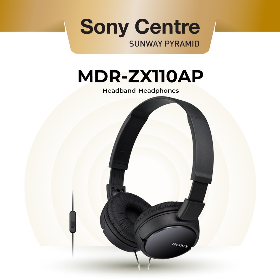 Sony MDR ZX110AP On Ear Headphones Premium Sound In Line Remote Microphone For Calls ZX110AP Shopee Malaysia