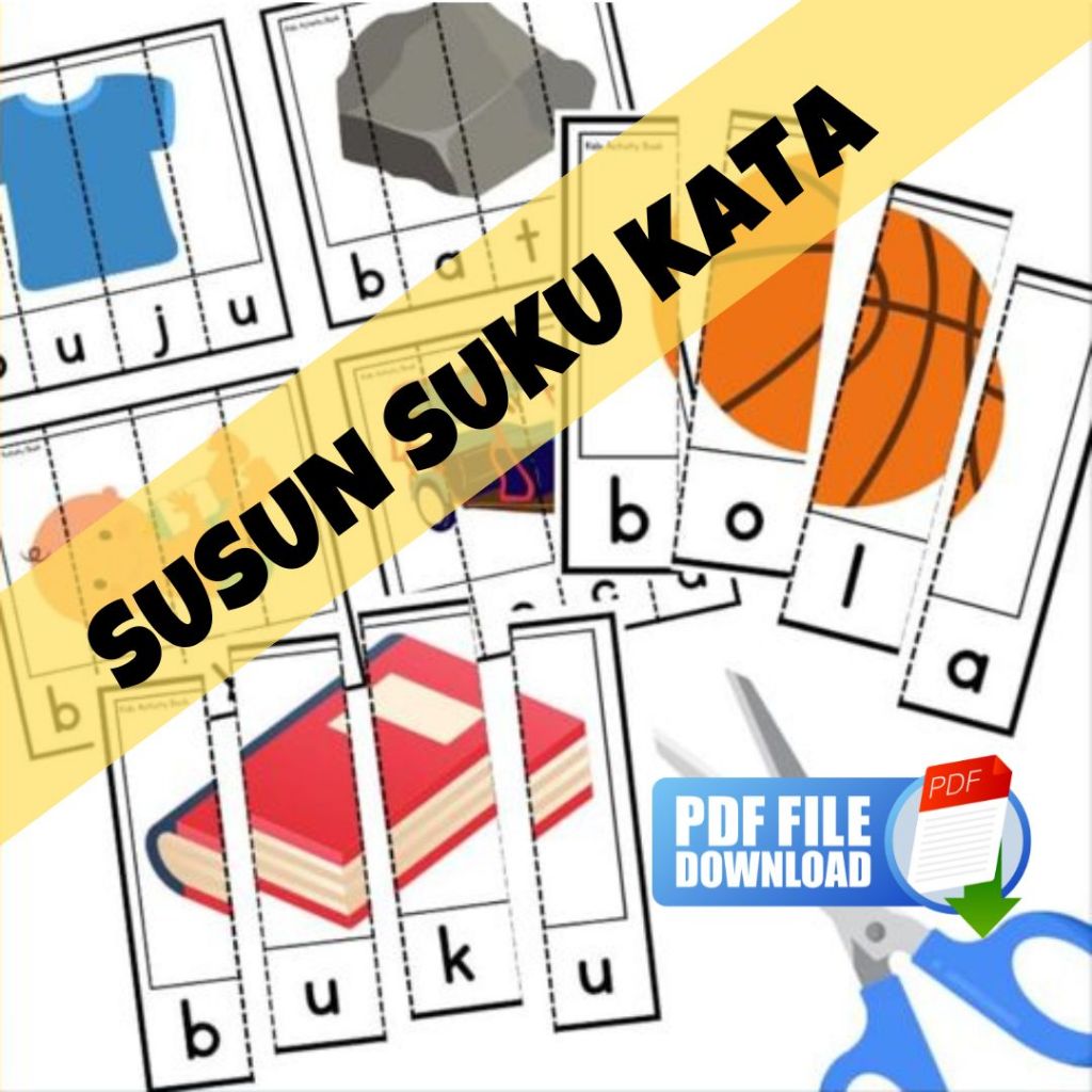 Z13 Susun suku kata I Pra sekolah I Gunting dan susun Bahasa Melayu ...