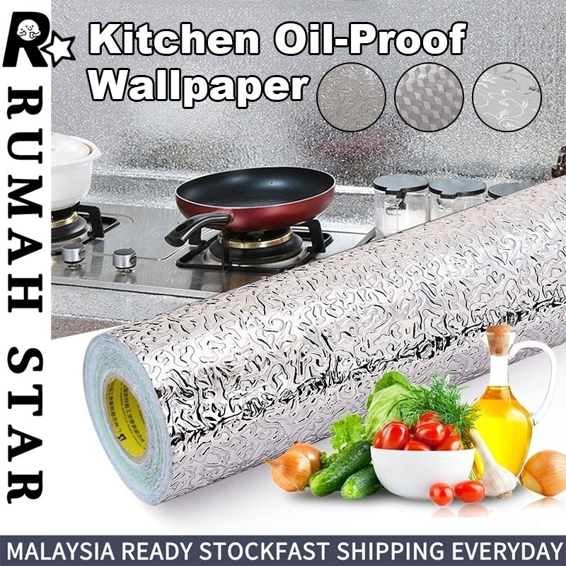 Aluminum Foil Wall Kitchen Decor Sticker Oil-proof Waterproof DIY Paper ...