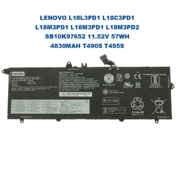 thumbnail image 2 of 57Wh Replacement Battery For Lenovo ThinkPad T14s, T490s, T495s (L18M3PD1 / L18C3PD2) 2 of 4