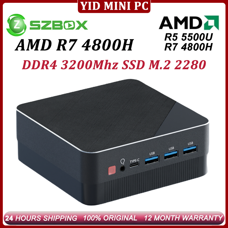 SZBOX MINI PC AMD R7 4800H 8C/16T Max 4.2GHz DDR4 3200MHz SSD M.2 2280 ...