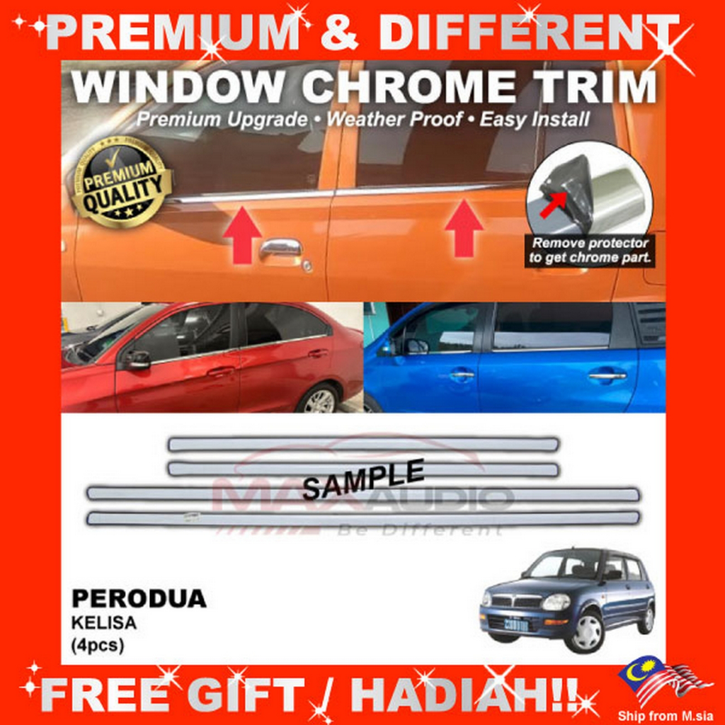 Window Chrome Trim PERODUA KELISA (4pcs) Car Door Seal Moulding Line