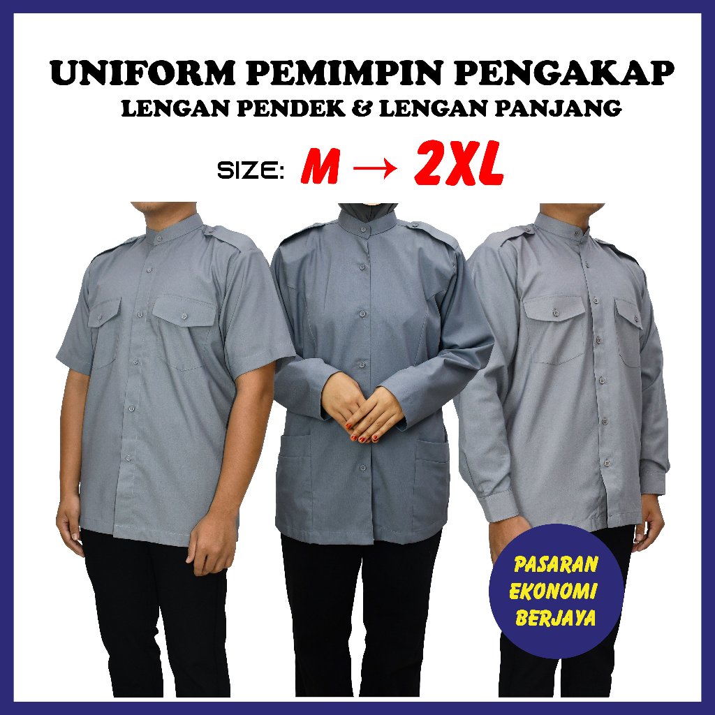 KEMEJA PEMIMPIN PENGAKAP VISCOSE/ UNIFORM PEMIMPIN/ UNIFORM SEKOLAH ...