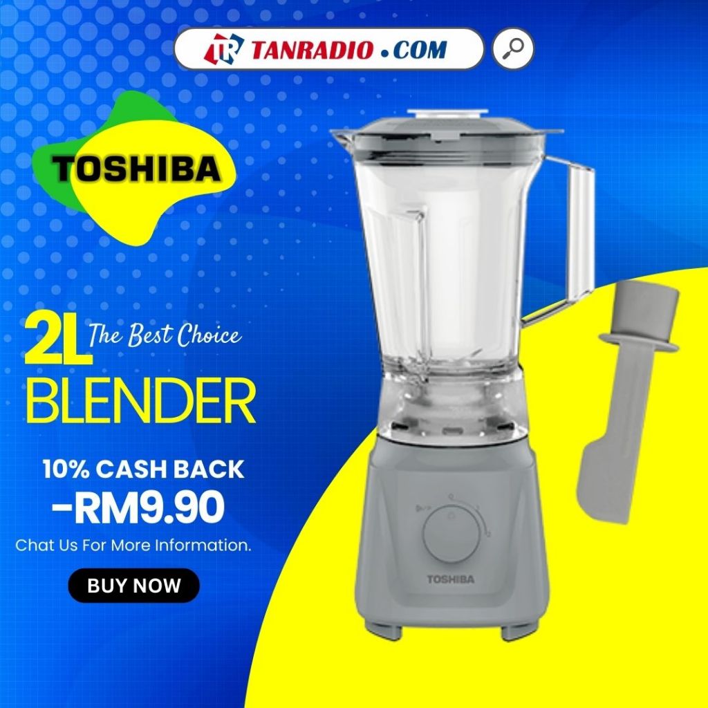 TOSHIBA BLENDER JUG PLASTIC 2L, 600W, 2 SPEEDS CONTROL (GREY) Shopee