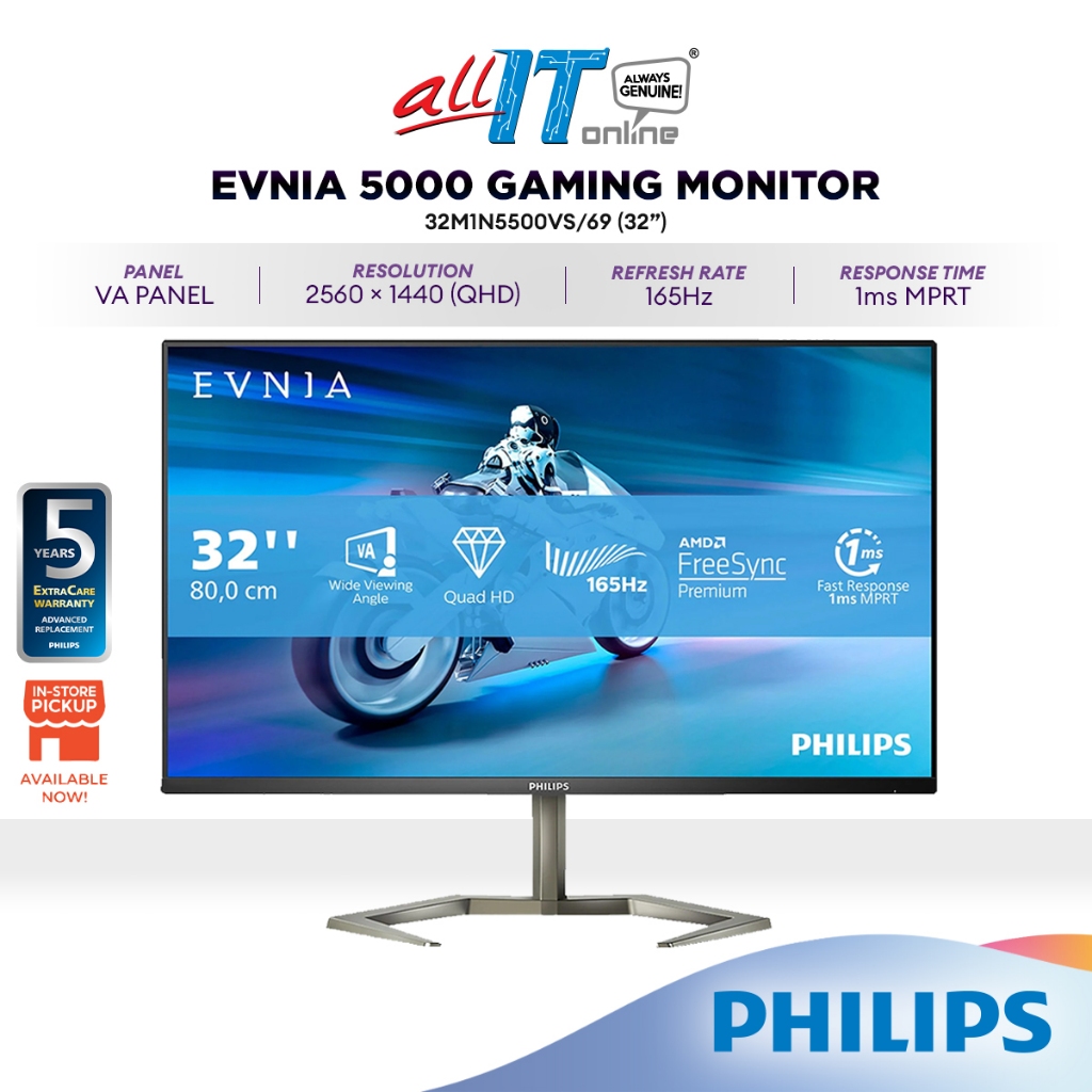 Philips Evnia 32M1N5500VS 32" QHD DisplayHDR 400 VA Gaming Monitor ...