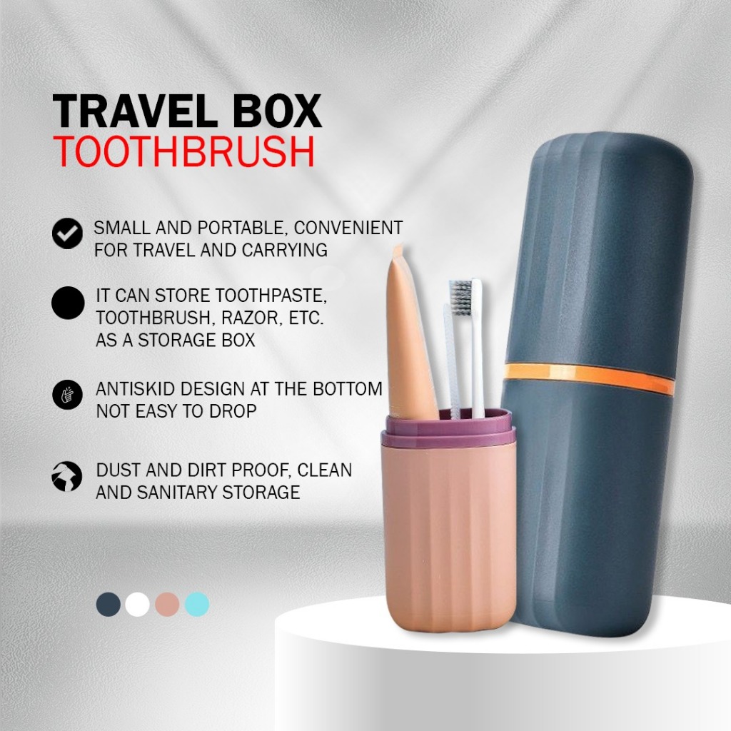 [READY STOCK] Travel Toothbrush Set Container Box Portable Set Wash Cup ...
