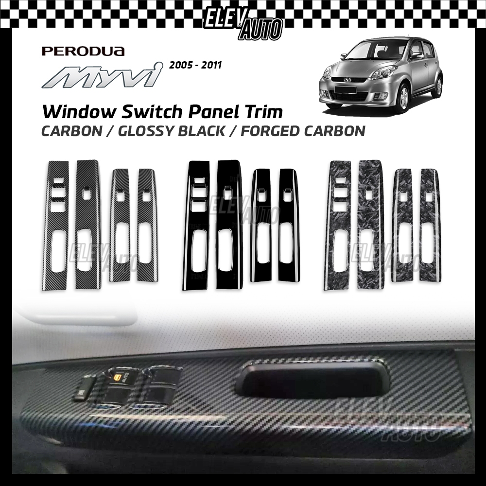 Perodua Myvi 2005-2011 Window Switch Panel Trim Carbon Fiber Black ...
