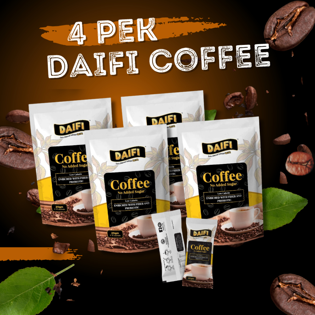 Daifi White Coffee 3 in 1 (Delysh) Kopi Sedap Tanpa Gula Putih Rendah