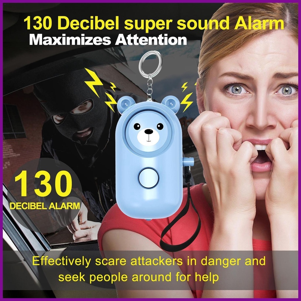 Digital 130dB Self-defense Alarm LED Flashing Bear Shape Anti-attack ...