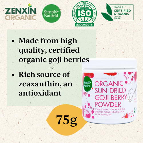 SImply Natural Organic Sun-Dried Goji Berry Powder (75g) | Shopee Malaysia