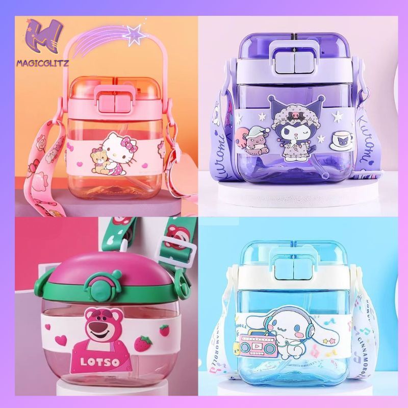 Disney Sanrio Kid's Water Straw Bottle Kuromi Hello Kitty Lotso Tritan ...