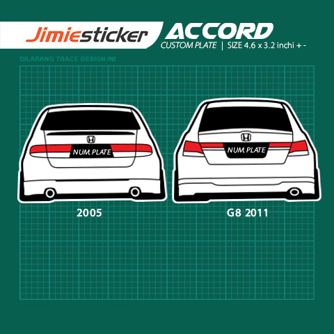 Sticker Kereta Honda Accord 2011 G8, Sticker Belakang, Custom Sticker ...