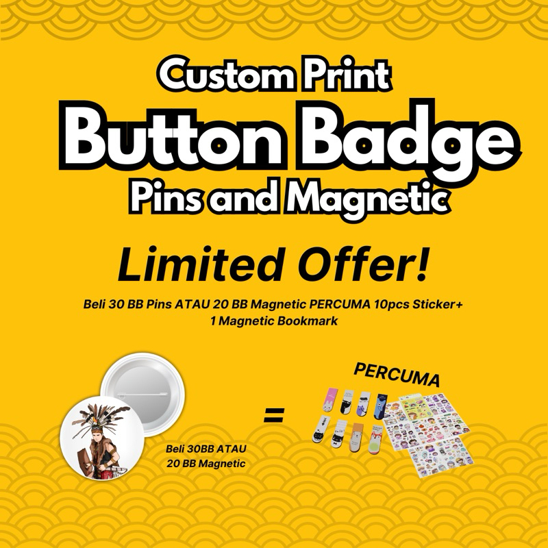 Custom Print Button Badge Murah Sarawak Pin dan Magnetic 58mm | Shopee ...
