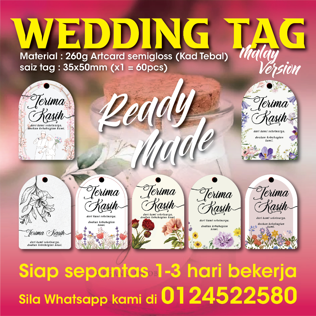 Wedding Tag (BAHASA MALAYSIA) Majlis Kahwin / Doorgift / Thank you tag ...
