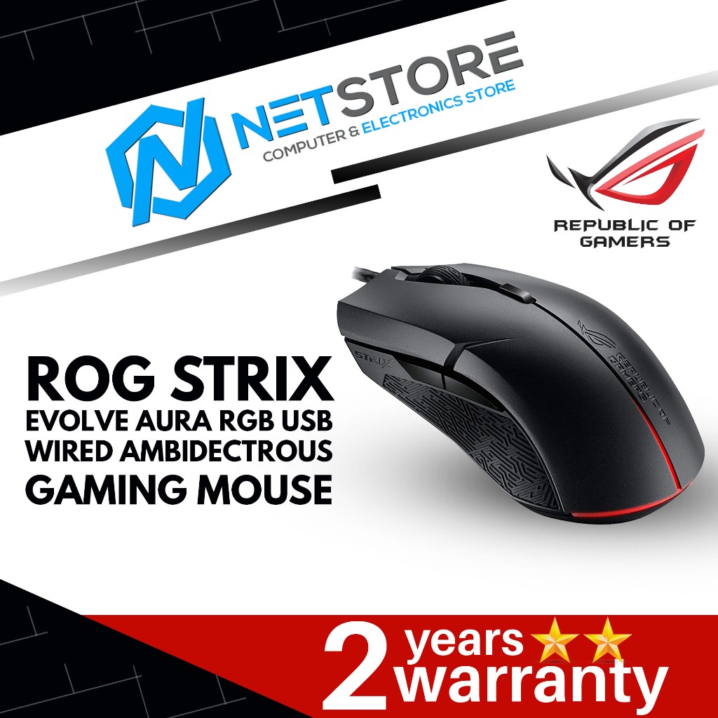 ASUS ROG Strix P302 Evolve Aura RGB USB Wired 7200DPI Gaming Mouse ...