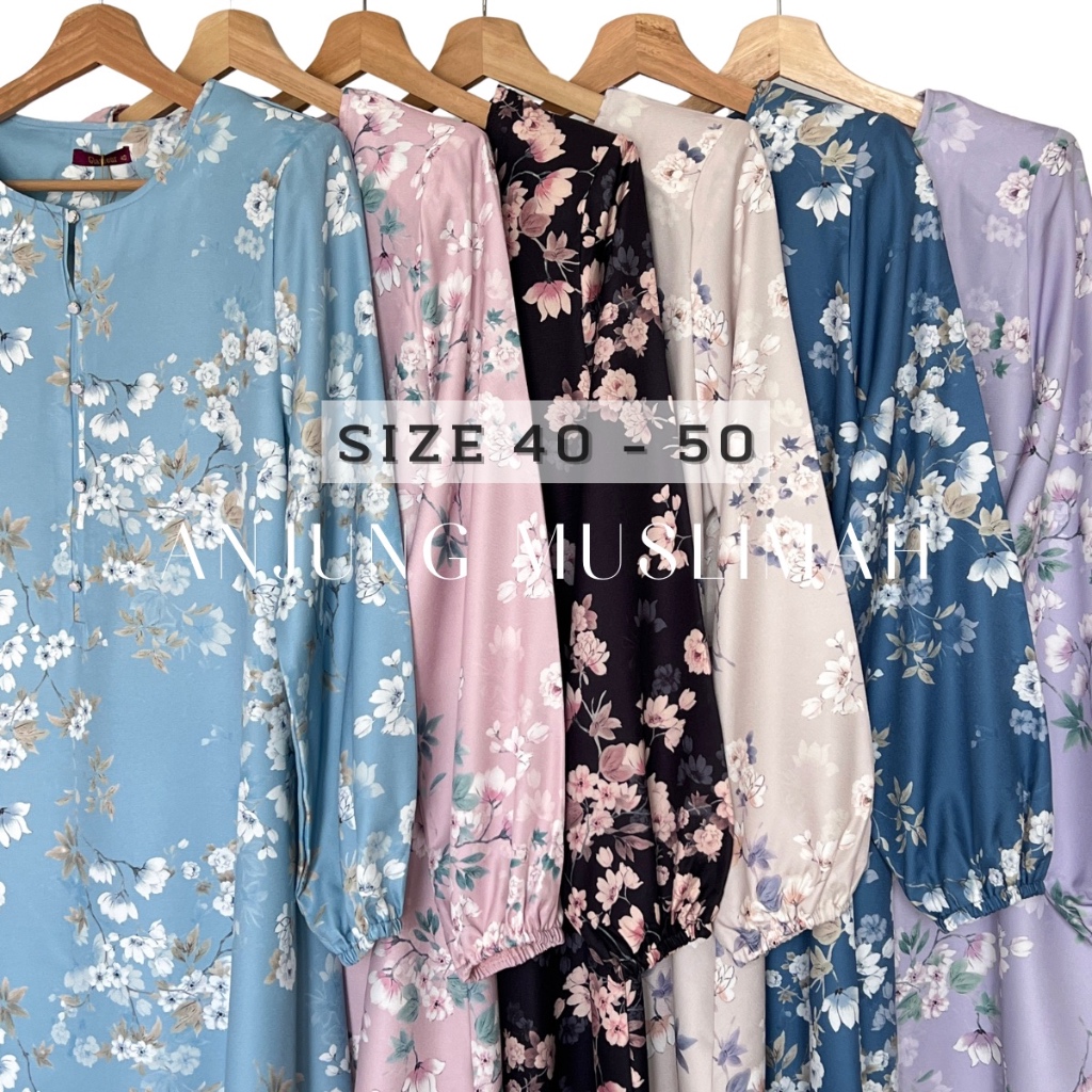 Blouse Cotton Crepe Round Neck with Shoulder Pad | Shopee Malaysia
