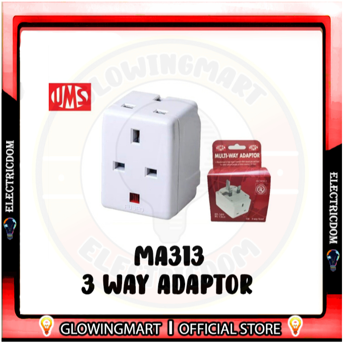 UMS MA 313 3 Way Adaptor 3 Way Fused 13A SIRIM APPROVED | Shopee Malaysia